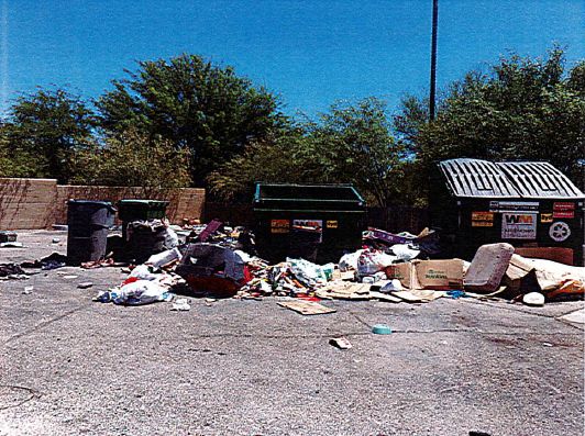 Month-old trash pile at Family Dollar